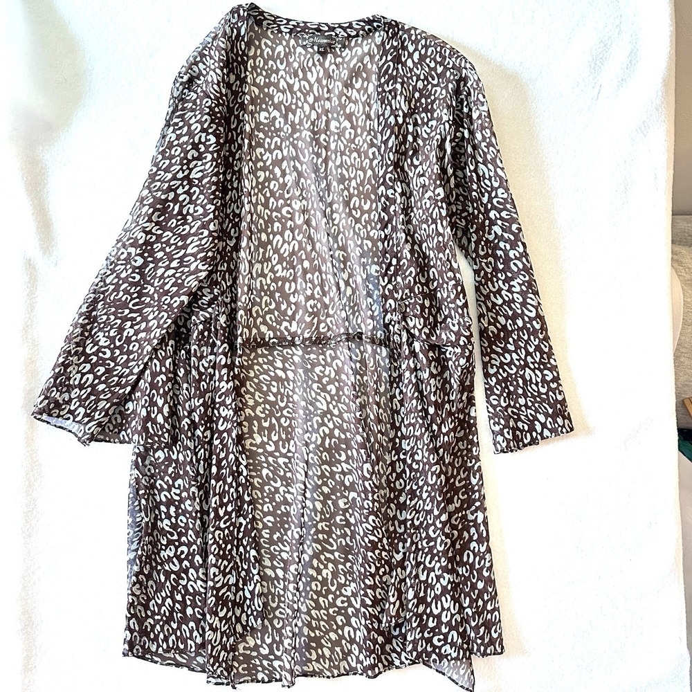 Mesmerize Y2K Kimono XL Animal Print Cover Up Vintage 90s Sheer Bell‎ Sleeves - Picture 9 of 10